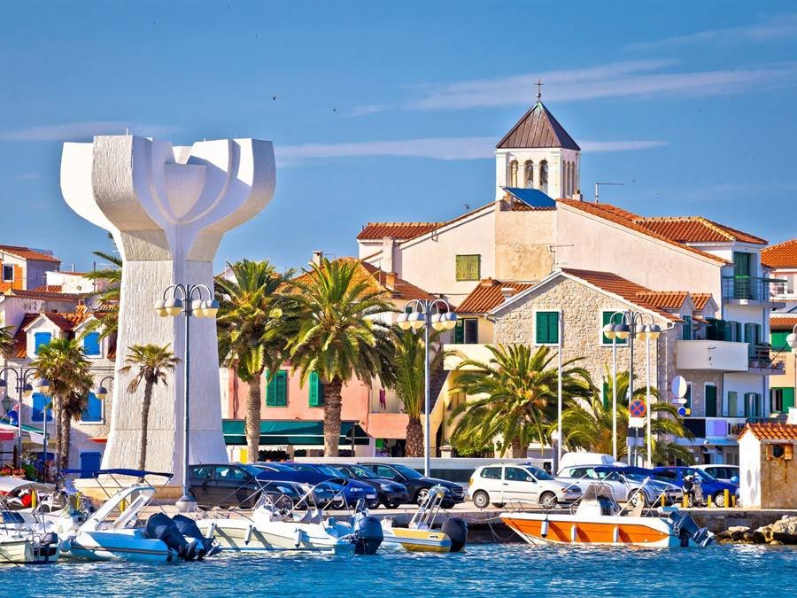 Vodice monument and old town